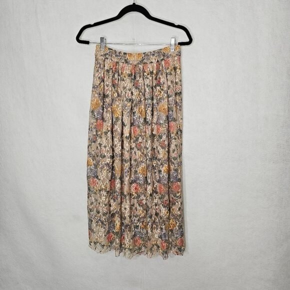 Zara Dresses & Skirts - Zara Woman Pastel Lace Floral Pleated Midi Skirt Medium